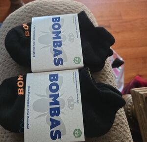 Bombas Black Low-Cut Athletic Socks with Orange Accent (2-Pack)